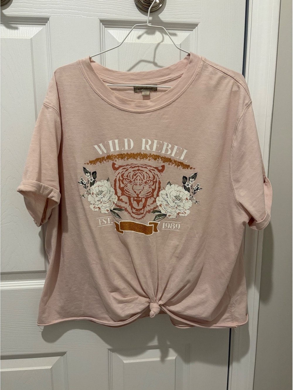 Wonderly Pink graphic knot-front tee - OX
